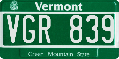 VT license plate VGR839