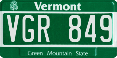 VT license plate VGR849