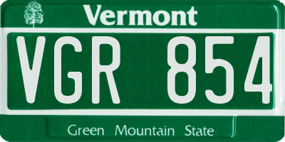 VT license plate VGR854