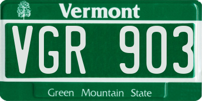 VT license plate VGR903