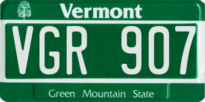VT license plate VGR907
