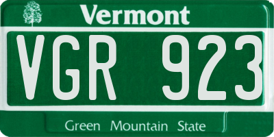 VT license plate VGR923