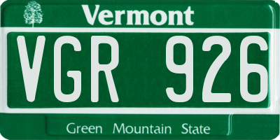 VT license plate VGR926
