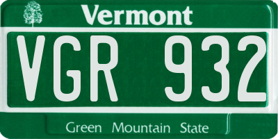 VT license plate VGR932