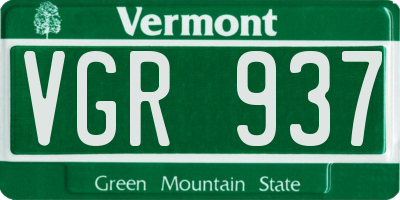 VT license plate VGR937