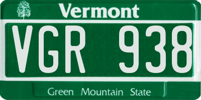 VT license plate VGR938