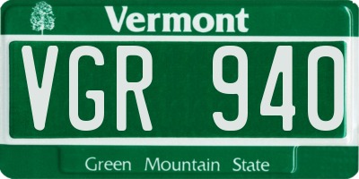 VT license plate VGR940