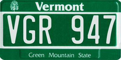 VT license plate VGR947