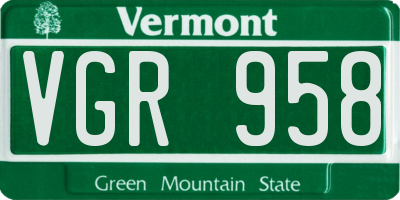 VT license plate VGR958