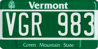 VT license plate VGR983