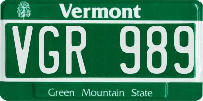 VT license plate VGR989