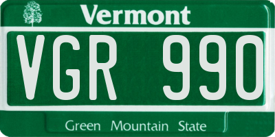 VT license plate VGR990