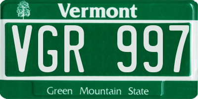 VT license plate VGR997