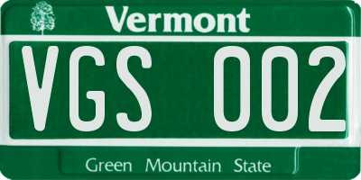 VT license plate VGS002