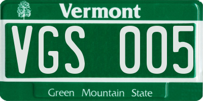 VT license plate VGS005