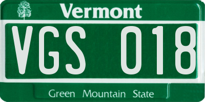 VT license plate VGS018