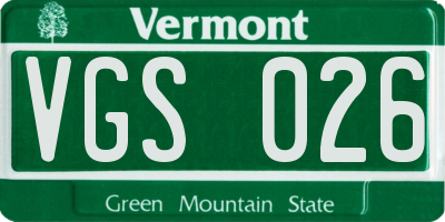 VT license plate VGS026