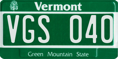 VT license plate VGS040