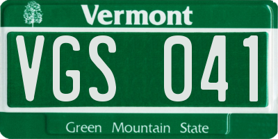 VT license plate VGS041