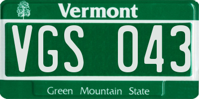 VT license plate VGS043