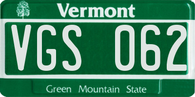 VT license plate VGS062