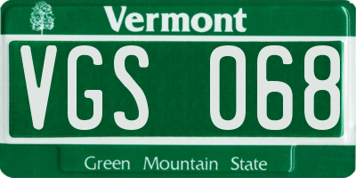 VT license plate VGS068