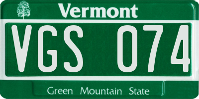 VT license plate VGS074