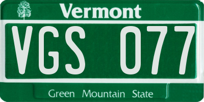 VT license plate VGS077
