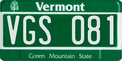 VT license plate VGS081