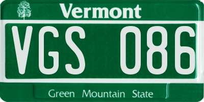 VT license plate VGS086