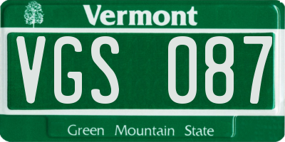 VT license plate VGS087