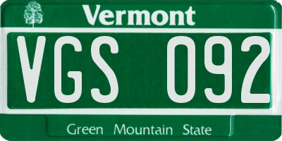 VT license plate VGS092