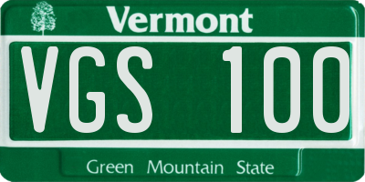 VT license plate VGS100