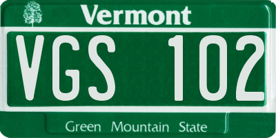 VT license plate VGS102