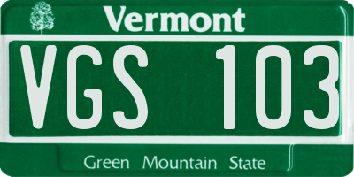 VT license plate VGS103