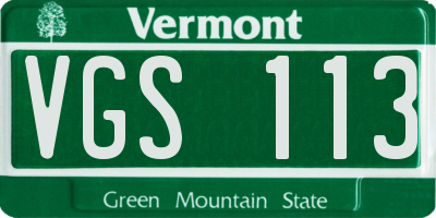 VT license plate VGS113