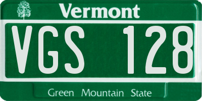 VT license plate VGS128