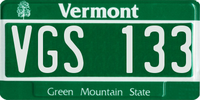 VT license plate VGS133