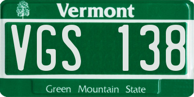 VT license plate VGS138