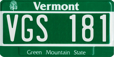 VT license plate VGS181