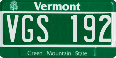 VT license plate VGS192