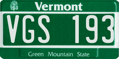 VT license plate VGS193