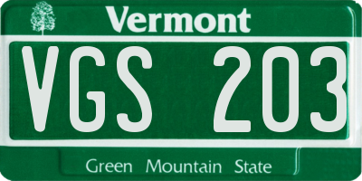 VT license plate VGS203