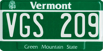 VT license plate VGS209