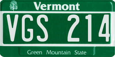 VT license plate VGS214