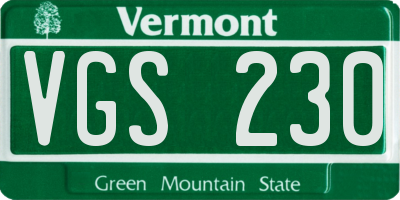 VT license plate VGS230