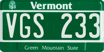VT license plate VGS233