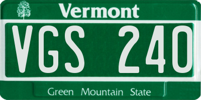 VT license plate VGS240