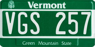 VT license plate VGS257
