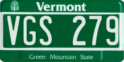 VT license plate VGS279